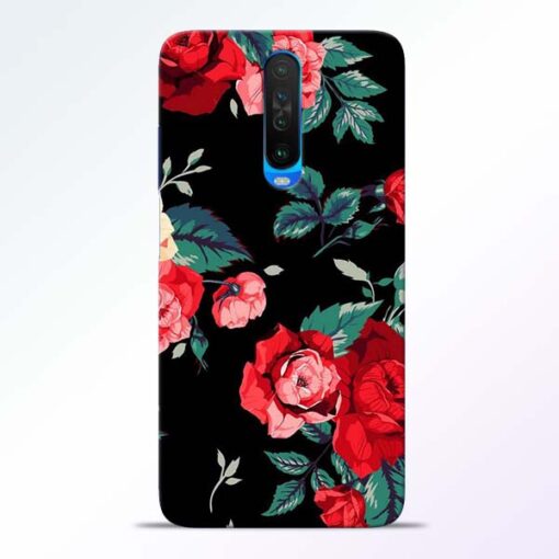 Red Floral Poco X2 Back Cover
