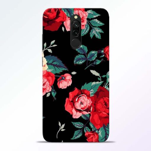 Red Floral Redmi 8 Back Cover