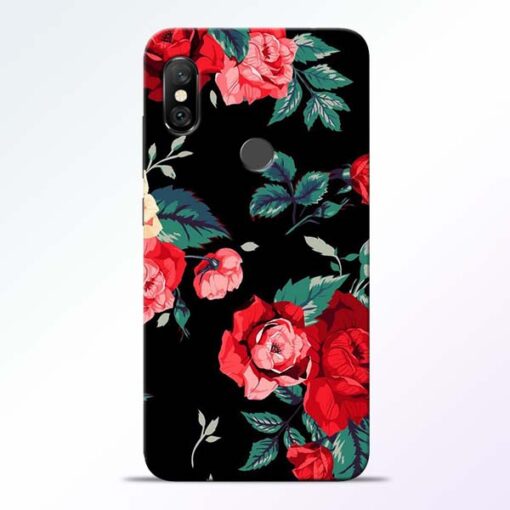 Red Floral Redmi Note 6 Pro Back Cover