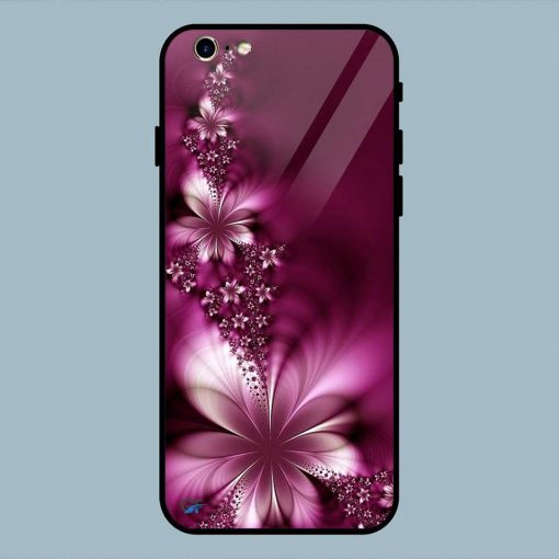 Abstract Flower Maroon Color iPhone 6 / 6S Glass Back Cover