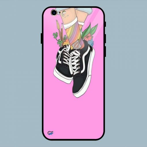 Black Shoe And Flowers iPhone 6 / 6S Glass Back Cover