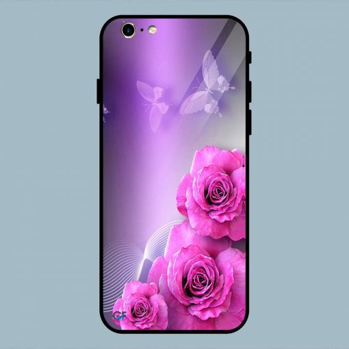 Flower Butterfly Pink Rose iPhone 6 / 6S Glass Back Cover