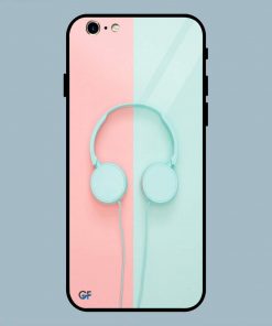 Headphones pink and blue iPhone 6 / 6S Glass Back Cover
