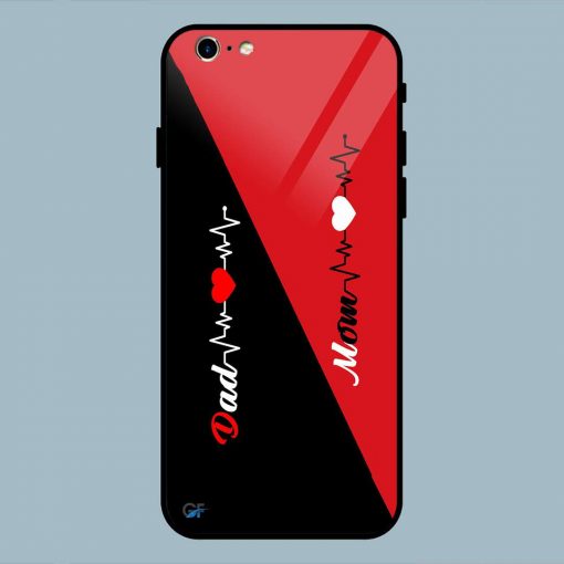 Mom Dad Heart Line Black And Red iPhone 6 / 6S Glass Back Cover