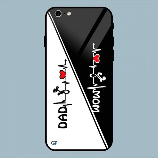 Mom Dad Heart Line Black And White iPhone 6 / 6S Glass Back Cover