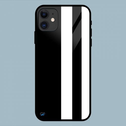 Abstract Black And White Line iPhone 11 Glass Back Cover