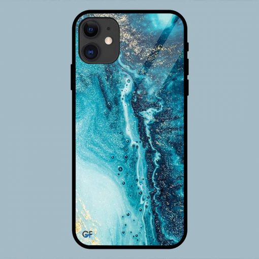 Abstract Blue Marble iPhone 11 Glass Back Cover