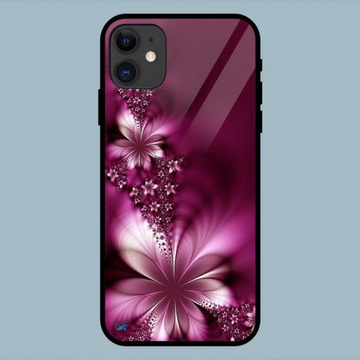 Abstract Flower Maroon Color iPhone 11 Glass Back Cover