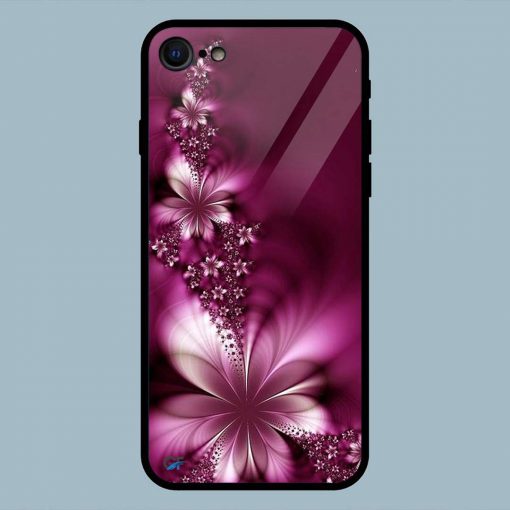 Abstract Flower Maroon Color iPhone 7 Glass Back Cover