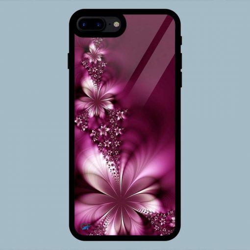 Abstract Flower Maroon Color iPhone 7 Plus / 8 Plus Glass Back Cover