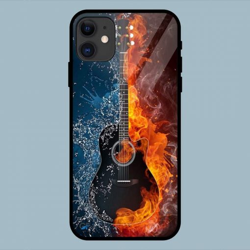 Abstract Guitar On Fire iPhone 11 Glass Back Cover