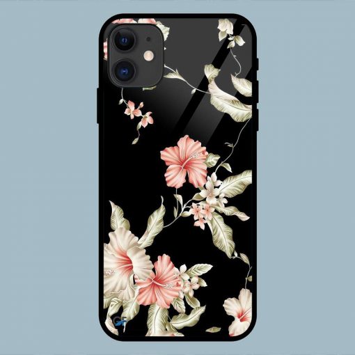 Abstract Pink Flowers iPhone 11 Glass Back Cover