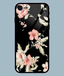 Abstract Pink Flowers iPhone 7 Glass Back Cover