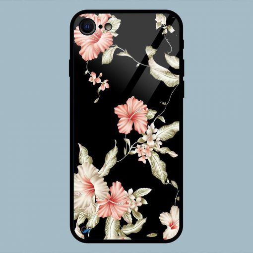 Abstract Pink Flowers iPhone 7 Glass Back Cover