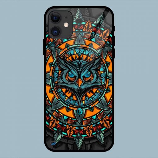Angry Owl Art Multicolor iPhone 11 Glass Back Cover
