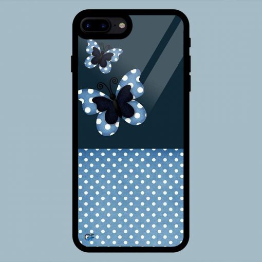 Art White Dots And Butterfly iPhone 7 Plus / 8 Plus Glass Back Cover