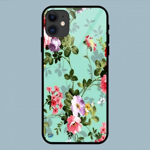 Beautiful Green Flowers iPhone 11 Glass Back Cover