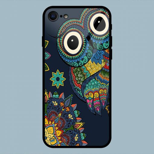 Beautiful Owl Multicolor iPhone 7 Glass Back Cover