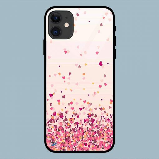 Beautiful Pink Hearts Small iPhone 11 Glass Back Cover