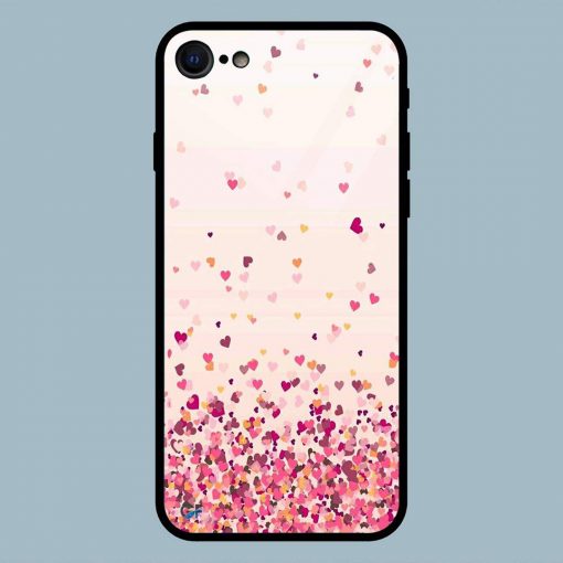 Beautiful Pink Hearts Small iPhone 7 Glass Back Cover