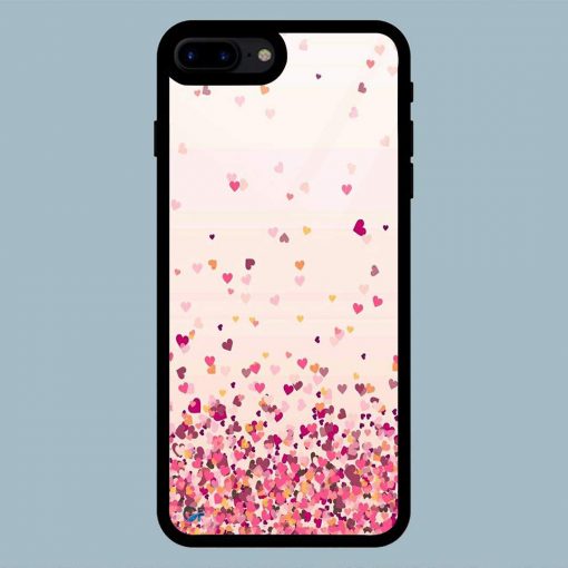 Beautiful Pink Hearts Small iPhone 7 Plus / 8 Plus Glass Back Cover
