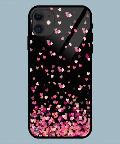 Beautiful Pink Hearts iPhone 11 Glass Back Cover