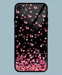 Beautiful Pink Hearts iPhone 7 Glass Back Cover