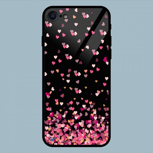 Beautiful Pink Hearts iPhone 7 Glass Back Cover
