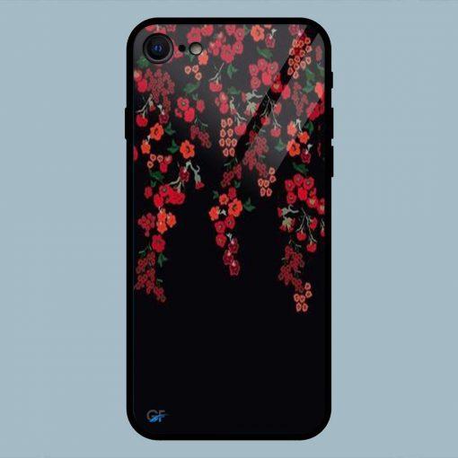 Beautiful Red flowers iPhone 7 Glass Back Cover