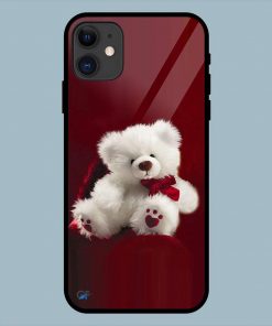 Beautiful Teddy White iPhone 11 Glass Back Cover