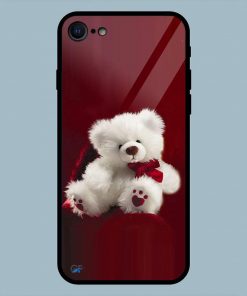 Beautiful Teddy White iPhone 7 Glass Back Cover