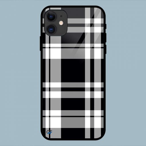 Black And White Check iPhone 11 Glass Back Cover