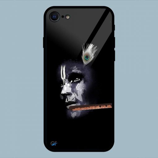Black Krishna Art iPhone 7 Glass Back Cover