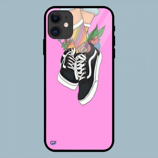Black Shoe And Flowers iPhone 11 Glass Back Cover