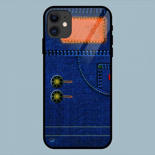 Blue Jeans Button iPhone 11 Glass Back Cover