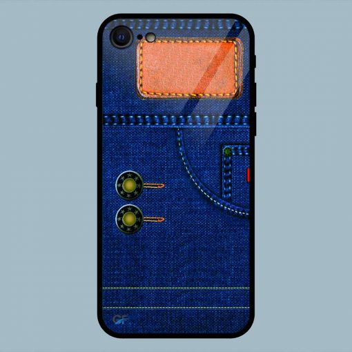 Blue Jeans Button iPhone 7 Glass Back Cover