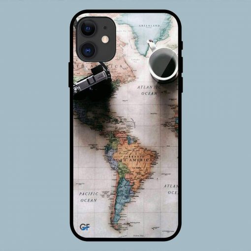 Coffee Map World Abstract iPhone 11 Glass Back Cover