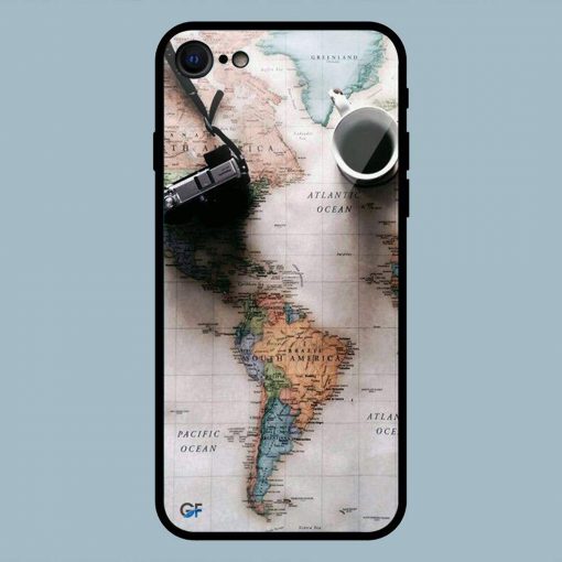Coffee Map World Abstract iPhone 7 Glass Back Cover