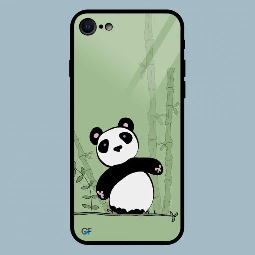 Cute Panda Bear Green iPhone 7 Glass Back Cover