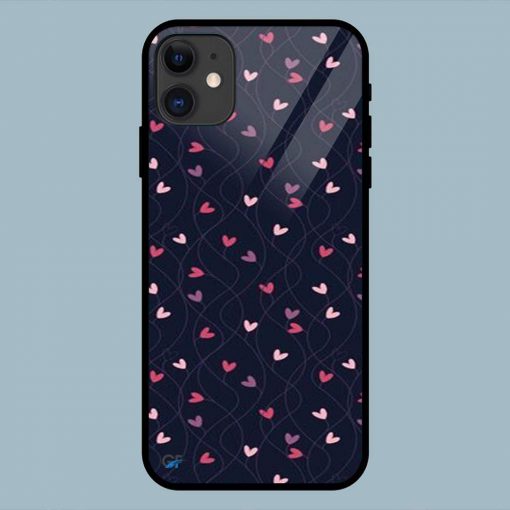 Flowers Hearts And Dots iPhone 11 Glass Back Cover