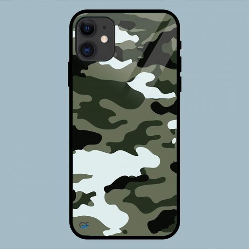 Green Camouflage iPhone 11 Glass Back Cover