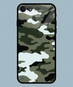 Green Camouflage iPhone 7 Glass Back Cover