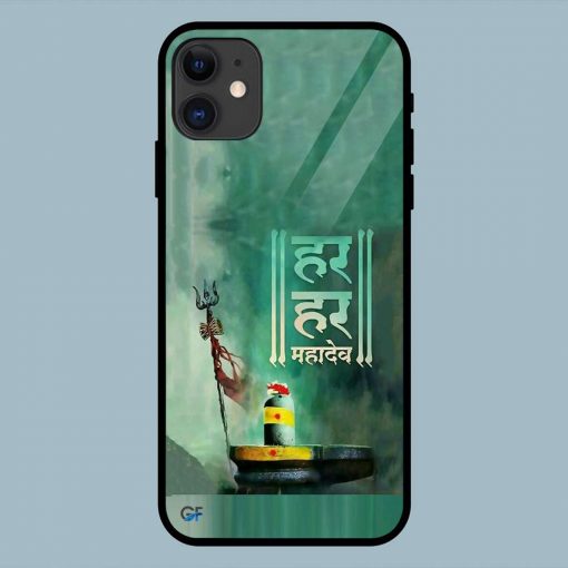 Har Har Mahadev Shivling iPhone 11 Glass Back Cover