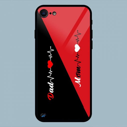 Mom Dad Heart Line Black And Red iPhone 7 Glass Back Cover
