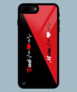 Mom Dad Heart Line Black And Red iPhone 7 Plus / 8 Plus Glass Back Cover