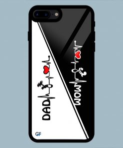 Mom Dad Heart Line Black And White iPhone 7 Plus / 8 Plus Glass Back Cover