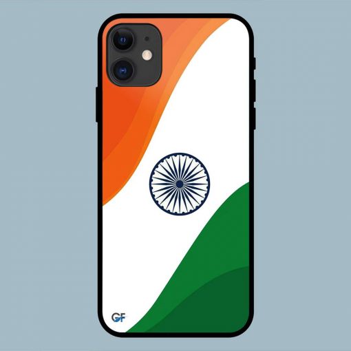 Vertical India Flag iPhone 11 Glass Back Cover