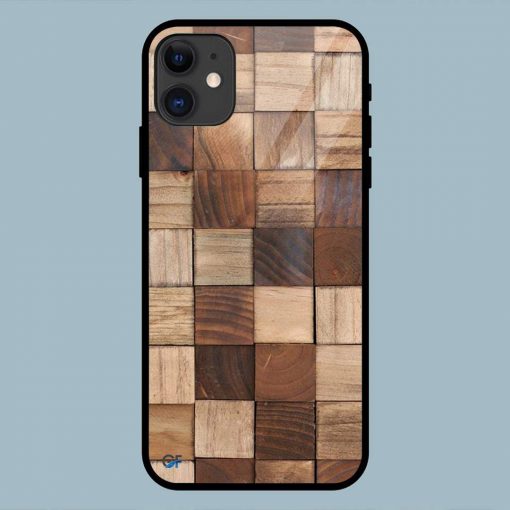 Wooden Mosaic Wall Art iPhone 11 Glass Back Cover
